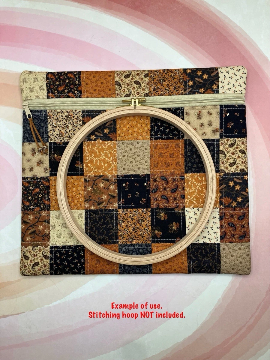 Medium 12”x13.5” Project Bag •Cozy Autumn• Quilted Patchwork