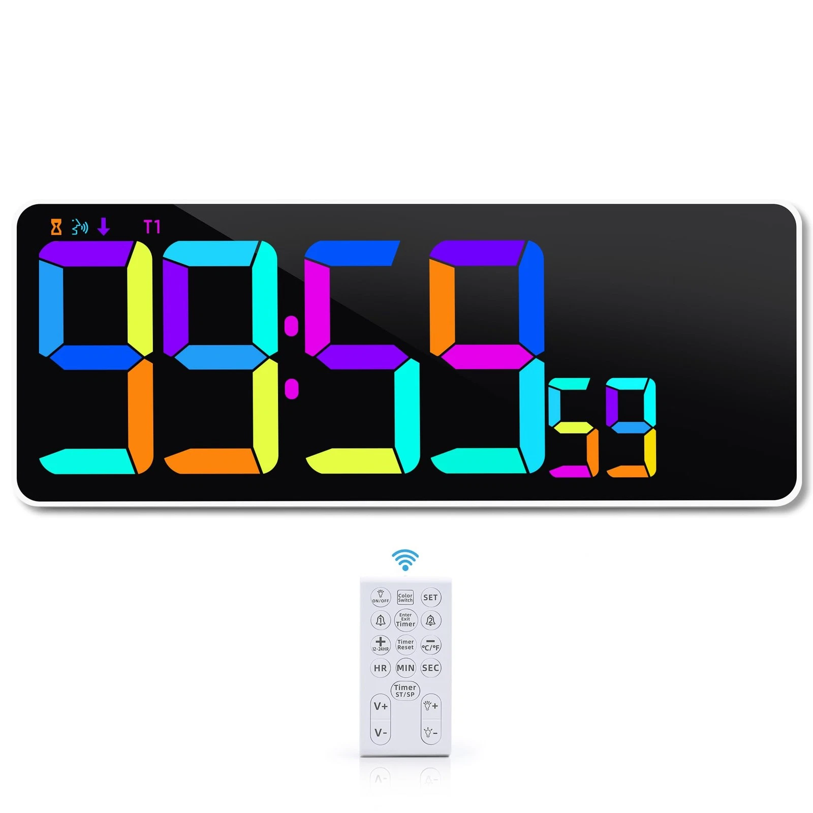 Large 13.7" LED Digital Timer（5''Nunmber）, 11 Color Changing, Count Up/Down T...