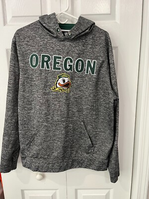 Oregon Ducks Hoodie Large TOP OF THE WORLD SEWN Spell Out W Mascot Gently Used