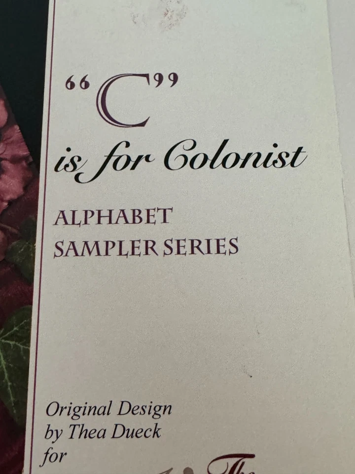 The Victoria Sampler Cross Stitch Pattern C is for Colonist Alphabet Series - Image 2 of 4