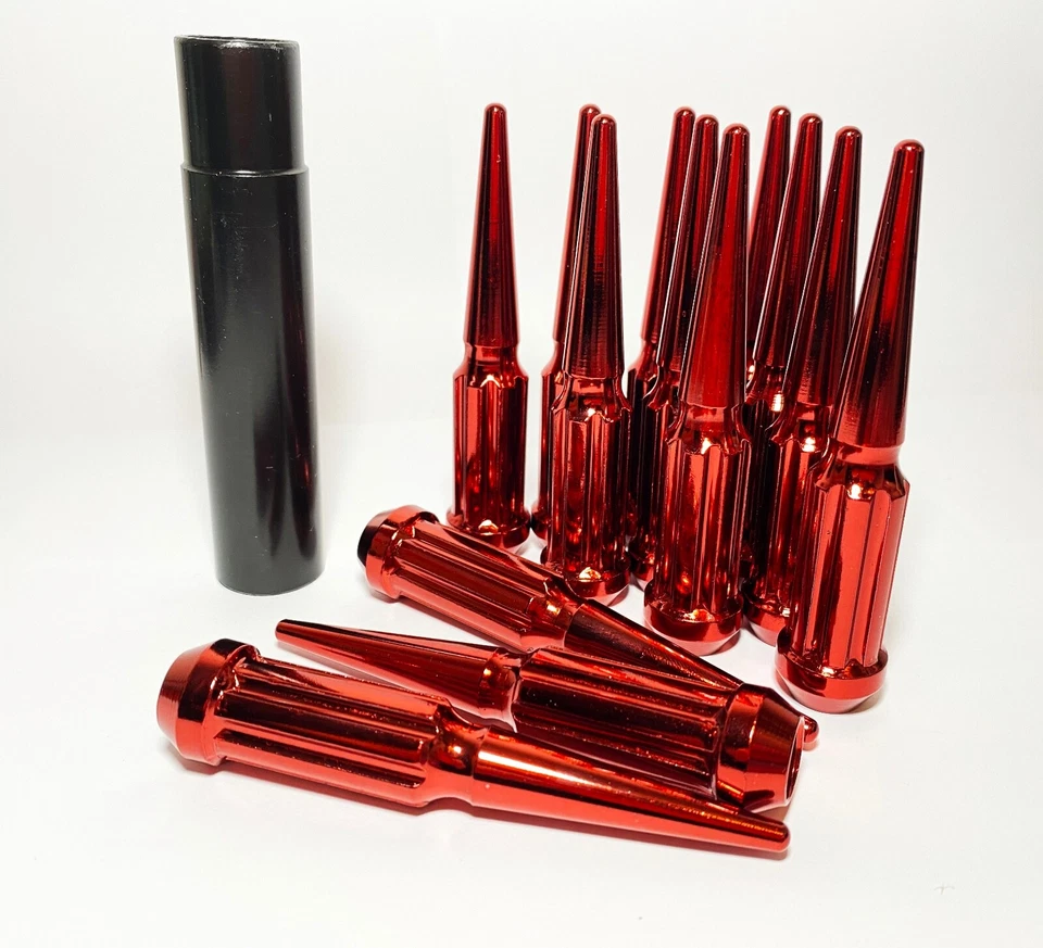 FIT FORD EXCURSION F250/350 SUPER DUTY SPIKE LUG NUT 4.5'14x1.5 红色 32 件 — 第 2/4 张图片