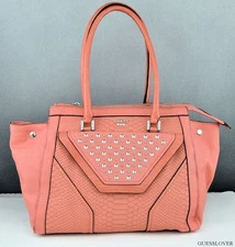 FREE Ship USA Handbag GUESS Tough Luv Satchel Bag Tangerine Chic Stylish