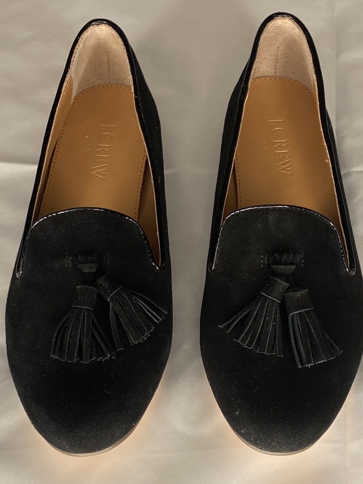 j crew black suede loafers