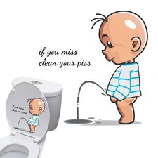 Funny Toilet Sticker Bathroom Wall Decal Door Art Seat Home Sign Stickers