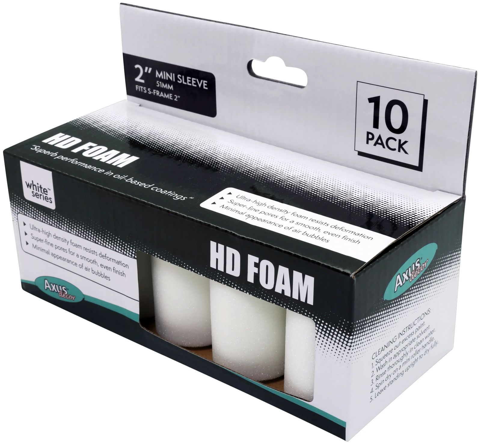Axus Decor HD Foam 2"" Roller Sleeves 10 Pack