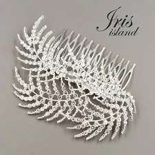 Bridal Hair Comb Silver Clear Crystal Headpiece Wedding Hair Accessories leaf 8