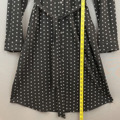 Lands End Shirt Dress Long Cotton Jersey Black w/ White Flower Graphic Womens L - Picture 4 of 11