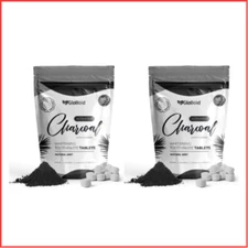 TOOTHPASTE TABLETS Charcoal with Fluoride for Travel 180ct 2 Pack GLOBOID