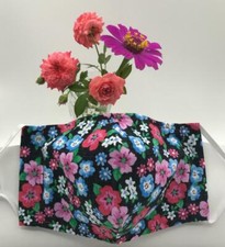 NEW Flower Pattern Adult Cloth Face Mask Filter Pocket Nose Wire 100 Cotton B1L