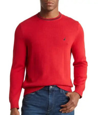 NAUTICA Tipped Crew Neck Men's Sweater X-LARGE - Nautical Red - 79 - NEW