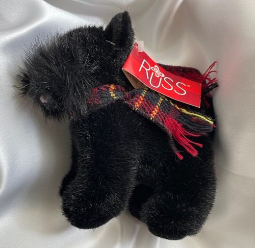 Bufanda de peluche Russ Shadow negra Scottie perro 5" nueva con etiquetas rara - Imagen 4 de 4