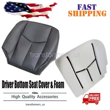 Front Driver Bottom Seat Cover & Foam Cushion For 2003-06 Chevy Silverado Black