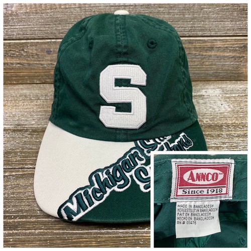 Michigan State Spartans Vintage Spellout Sombrero Adulto Verde Ajustable Correa - Imagen 1 de 10