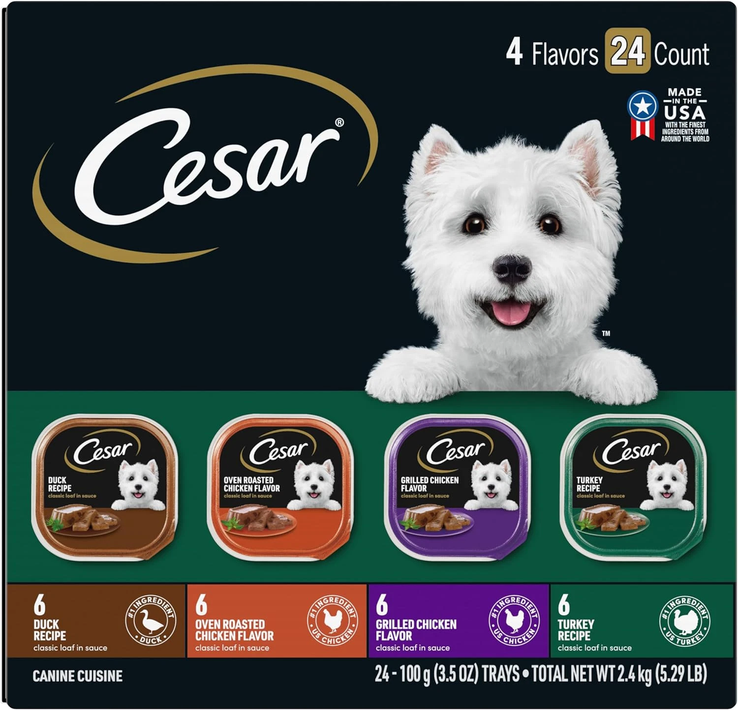 Wet Dog Food Variety Pack, Poultry in Sauce, 3.5Oz Trays, 24 Pack