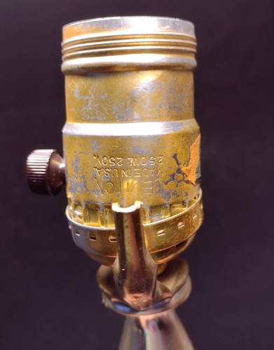 Vtg Leviton Hollywood Regency Diamond Cut Table Lamp w/Italian Marble Base-Works - Picture 9 of 13