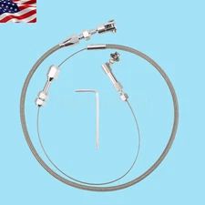 24" Silver Housing Stainless Steel Throttle Cable Aluminum Gas Pedal SBC Hot Rod