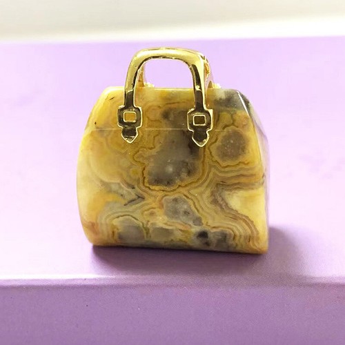 Mini Bolso de Mano de Piedra de Cristal Natural Colgante de Cuarzo Accesorios Tallados Artesanías - Imagen 26 de 27