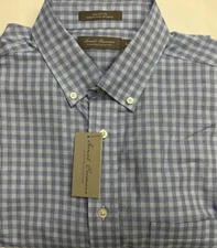 New Daniel Cremieux Men Casual Short Sleeve Shirt Aqua Blue Plaids Size L $18.75