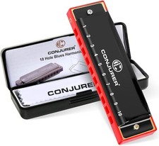 10 Hole Diatonic Harmonica Metal Mouth Organ C Key Beginner Blues Harp with Case