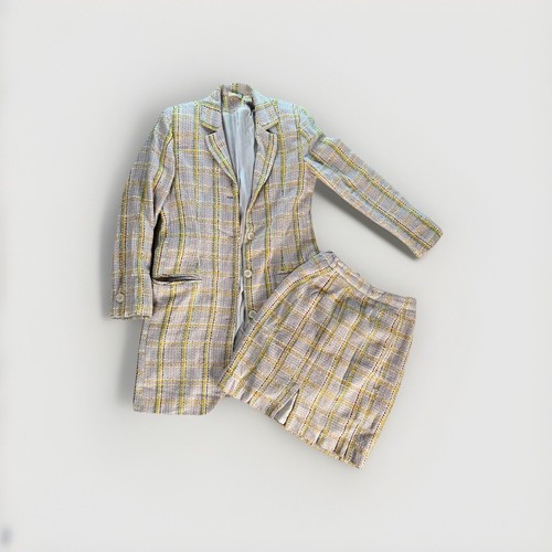 Vintage Y2K Plaid Mini Skirt Suit 2Pc Legally Blond Jacket Set Pastel Plaid VTG - Picture 10 of 23