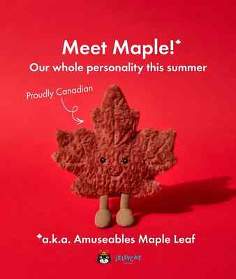 Jellycat Canadian Indigo Exclusive Amuseables Mr Maple Leaf Plush