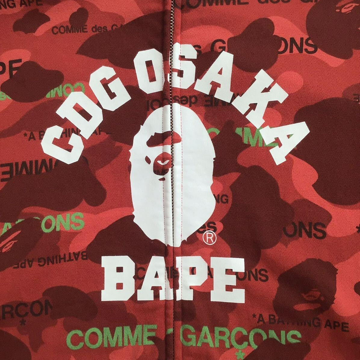 2022 CDG Osaka limited BAPE Red camo full zip hoodie A Bathing Ape