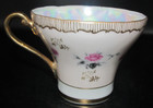 Vintage UCAGCO Japan Tea Cup Saucer Floral Rose Gold Trimmed Iridescent Interior — photo 8