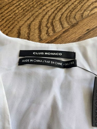 Club Monaco Sleeveless 100% Silk Tank Top Blouse Women's Size M NWT $89 White - Picture 5 of 8