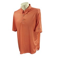 Walter Hagen Men's Essentials Short Sleeve Orange Check Golf Polo Shirt Large