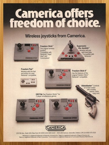 1989 Camerica Freedom Stick/Videoblaster Gun Print Ad/Poster Nintendo NES Art
