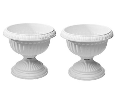 Novelty Poly Grecian Urn,  Pot/Planter, Plastic, Stone Color, 18'' (Pack of 2)