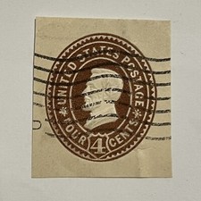 RARE 1800's U.S. CUT SQUARE 4C STAMP POSTAGE BROWN ABRAHAM LINCOLN