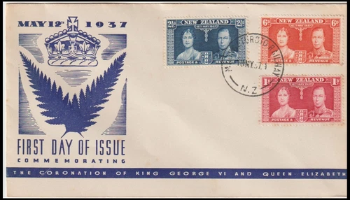NEW ZEALAND 1937 MAY 12th CORONATION UNADDRESSED FDC (F)