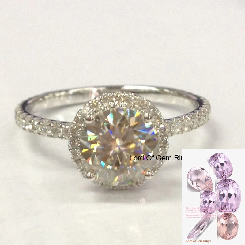 7mm Charles Colvard Moissanite Diamonds Engagement Wedding Ring 14K White Gold