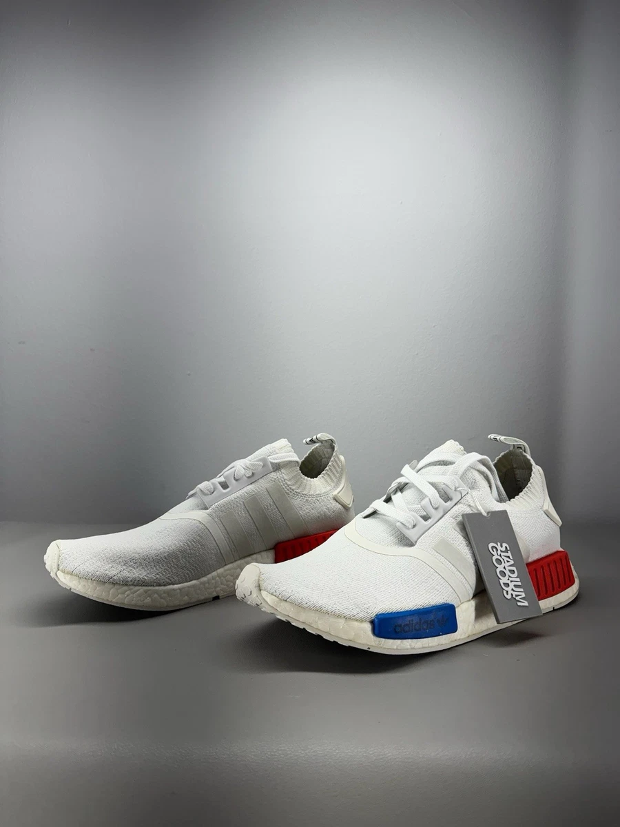 Adidas NMD_R1 Primeknit White Red Blue for sale | eBay