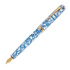 Onishi Seisakusho Fountain Pen Acetate Sky and Cotton Cloud SW112 Thick Shaft F