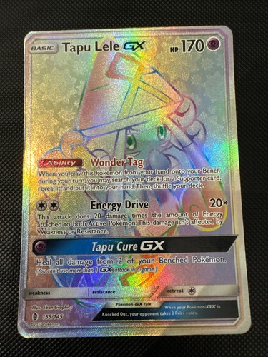 Pokémon TCG Tapu Lele GX Card Guardians Rising 155/145 Secret Rainbow