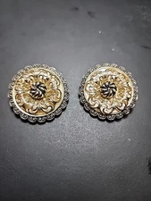 2 Vintage West Germany Gold Tone Filigree Scarf Clip Beautiful Elegant Jewelry