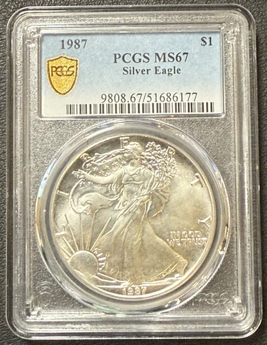 1987 $1 American Silver Eagle ASE PCGS Gold Label MS67 Stack American Silver!!