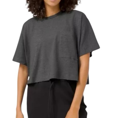 Lululemon Check The Box Crop Top Gray Short Sleeve T-Shirt Women s 8