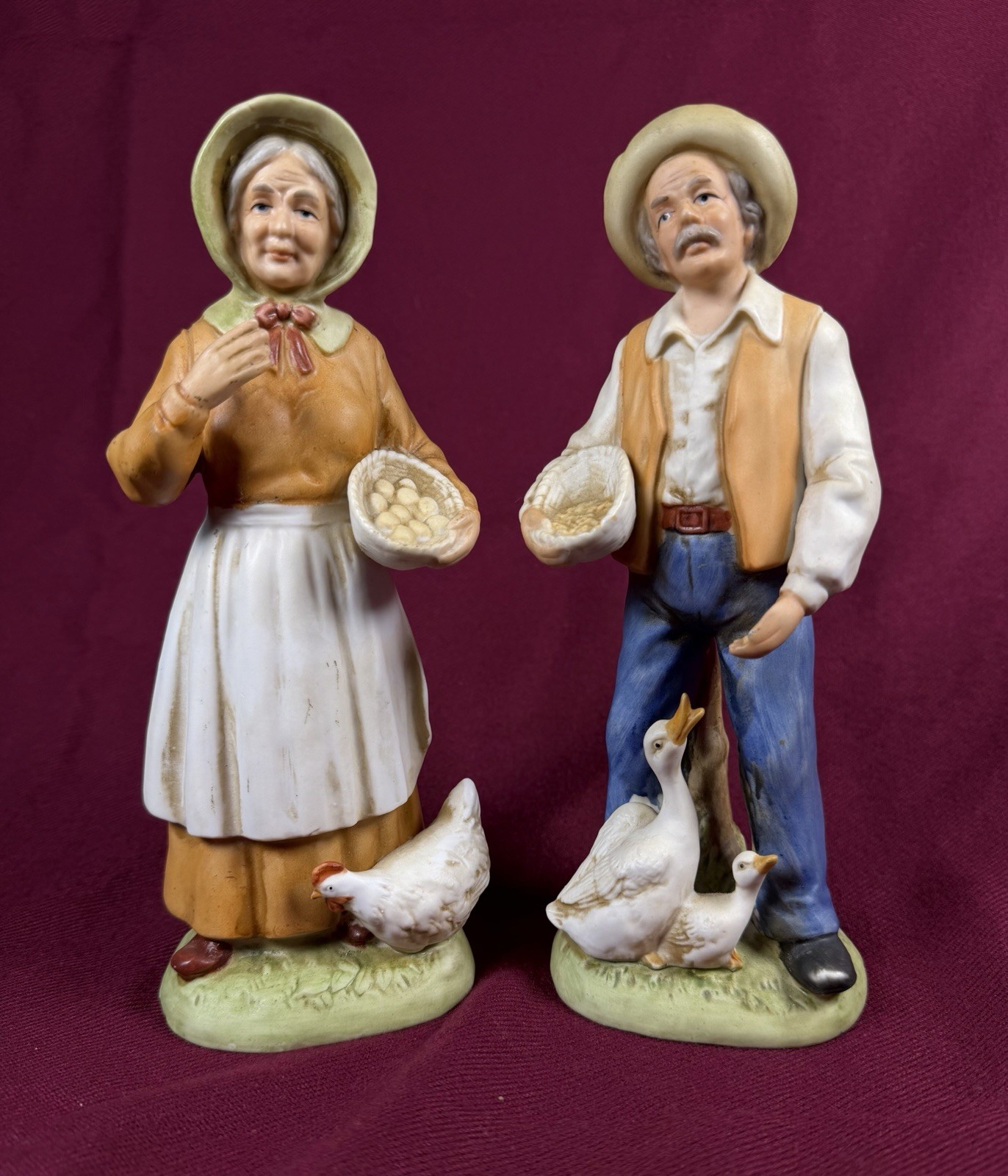 Vintage Homco #1426 Set, Man & Woman Chicken, Duck, Ceramic/ Porcelain  8