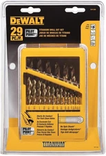 Titanium Nitride Coated Drill Bit Set with Pilot Point, 29-Piece (DW1369)