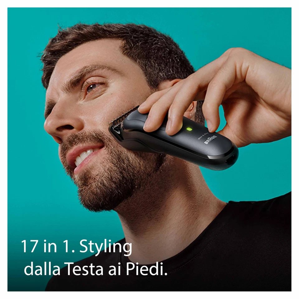 Braun Regolabarba Tagliacapelli Uomo Rasoio Elettrico Barba e Capelli 17 in 1 - Immagine 3 di 4