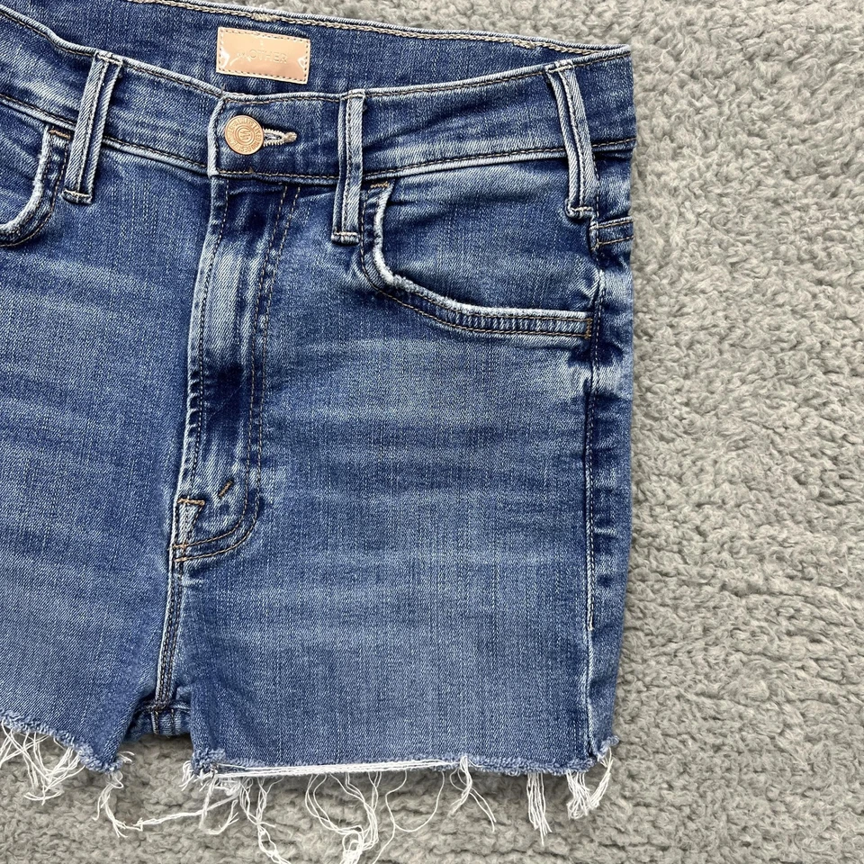 Pantalones Cortos Madre Denim Corte Mujer 26 Azul Tarro Curativo Lavado Estafador Dobladillo Crudo EE. UU. Foto 3 de 4