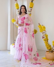 NEW SAREE BLOUSE NEW SARI INDIAN WEDDING DESIGNER BOLLYWOOD PAKISTANI PARTY WEAR