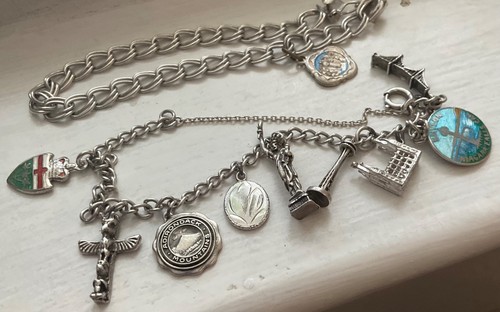 Vintage STERLING CHARMS Two BRACELETS 6 1/2 - 7 1/4” Original ESTATE Collection - Picture 5 of 5