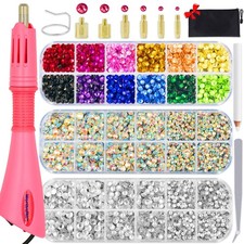 Hotfix Rhinestone Setter Applicator Tool Bedazzler Kit 5000 Pcs AB Crystal