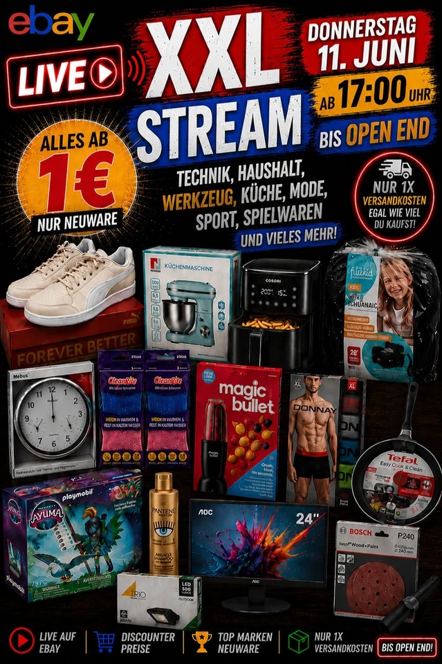 XXL Discounter Baumarkt Restposten Stream 17 Uhr -Open End Donnerstag 11.6