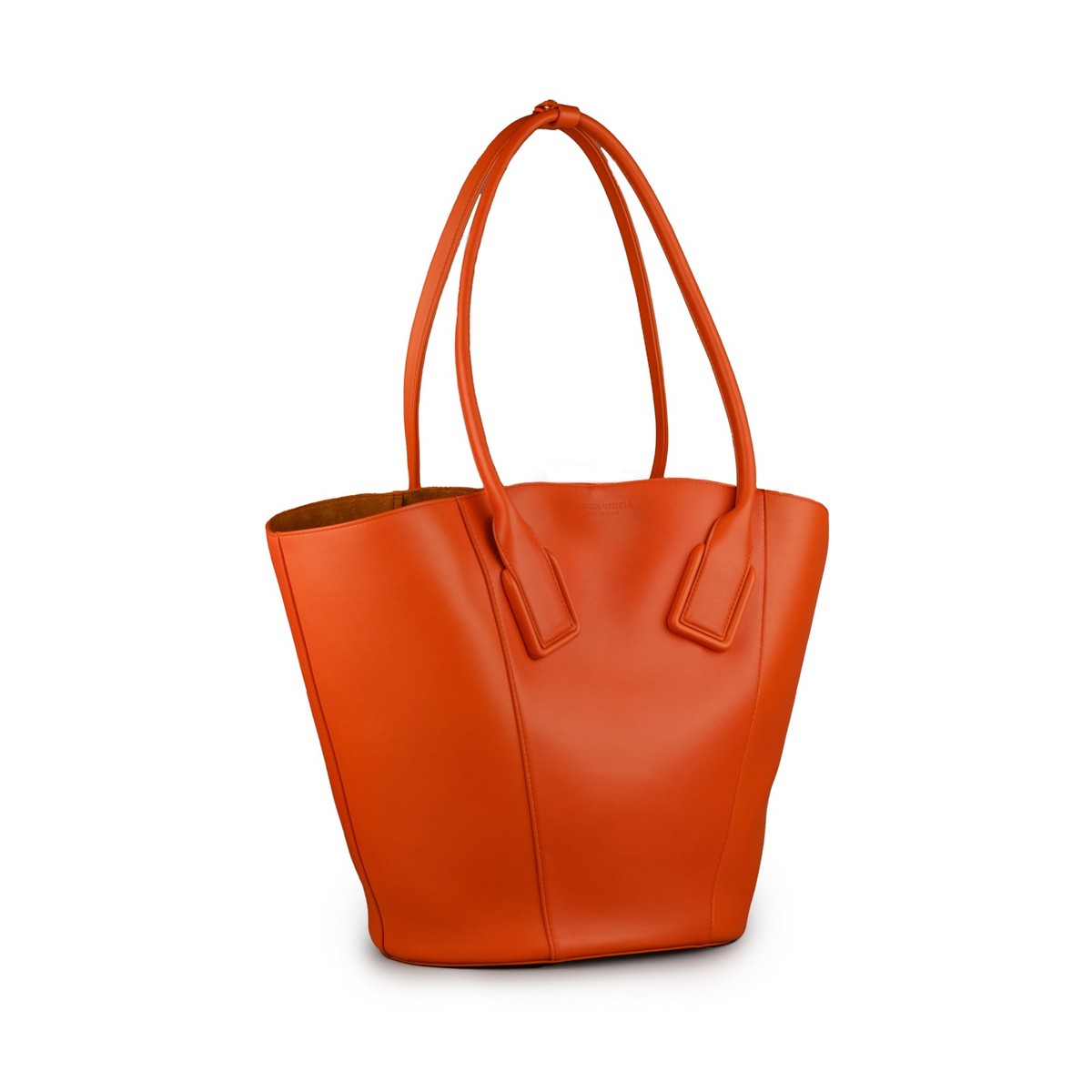 NEW $4900 BOTTEGA VENETA Orange Calfskin Leather Large Basket Tote
