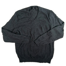 Calvin Klein Extra Fine Merino Wool Sweater Mens Sz Medium Charcoal Gray V-Neck